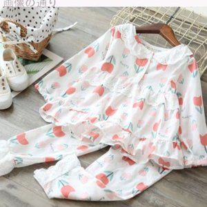 Girl's Strawberry Cloth Kids Sleepcoat Suit